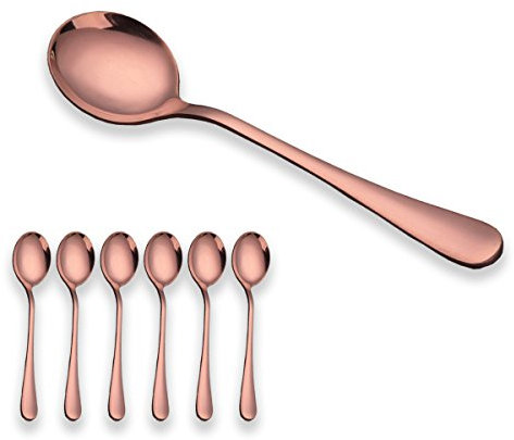 Berglander Roségold Edelstahl Suppenlöffel, Kupfer Farbe Suppenlöffel, Runder Löffel 6er Pack