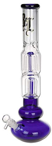 Black Leaf Wasserpfeife, PERCOLATOR-Bong, EIS-Bong | 43 cm, NS 19 (18,8mm), NS 14 (14,5mm) | blau | 5 mm dickes, robustes BOROSILIKATGLAS | von bong-discount