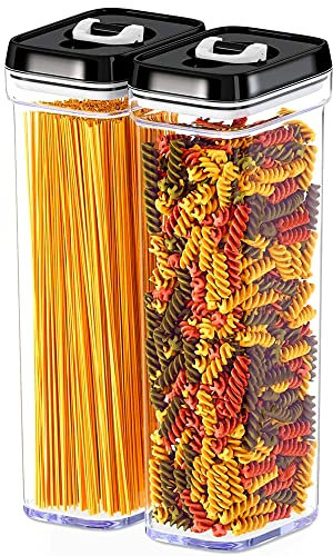 DWËLLZA KITCHEN Pasta-Vorratsbehälter für Speisekammer, luftdicht, 2 Stück, Spaghetti-Behälter, ideal für Spaghetti und Nudeln, Küche Speisekammer, Organisation und Aufbewahrung – hält Lebensmittel
