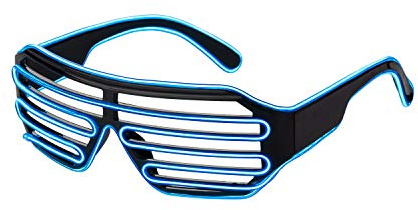 Ultra Blue Adults EL Wire Glasses Light Up Neon Shutter Luminous Party Eyeglasses For Concerts Clubs Bar Dj Raves Christmas Halloween Sci Fi Festivals & Disco Slotted Glow Illuminated Frames Unisex…