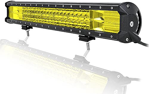 SKYWORLD led arbeitsscheinwerfer bar, Dreireihig 22 Zoll 55.8cm 324W Scheinwerfer Flut Combo Offroad Beleuchtung für 4x4 SUV ATV UTV Auto traktor Wasserdicht 12V 24V Gelb LED Zusatzscheinwerfer Bar