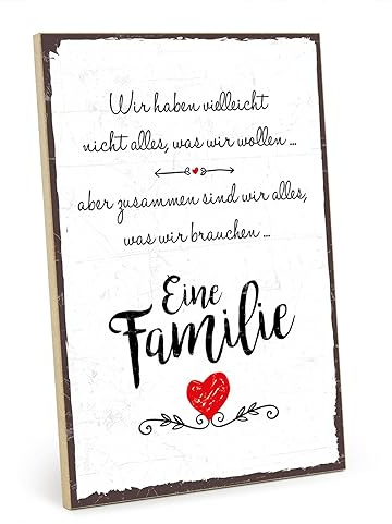 TypeStoff Holzschild mit Spruch – EINE FAMILIE – im Vintage-Look mit Zitat als Geschenk und Dekoration - HS-00101