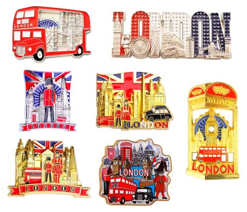 Famous London Icons Design Mix of 7 Metal Fridge Magnets