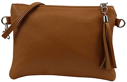 SH Leder Echtleder Umhängetasche Clutch kleine Tasche Abendtasche 22x15cm Anny G248 (Cognac)