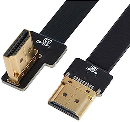 Chenyang CYFPV - Cable plano HDMI tipo A macho a macho FPC para fotografía aérea HDTV con multicóptero, 90 grados, acodado a la izquierda, 0,2 m