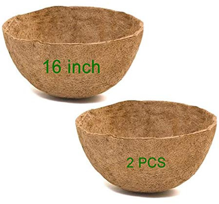 Frillybutts Coco Liners para macetas de 40,6 cm, 2 piezas de forro de fibra de coco de forma redonda para macetas de pared