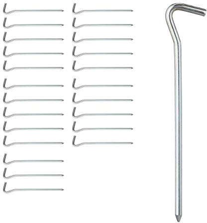Relaxdays Zeltheringe, 24er Set, rund, Normale & Harte Böden, Camping Heringe, verzinktes Eisen, 18 cm lang, Silber