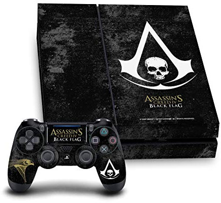 Head Case Designs Offizielle Zugelassen Assassin's Creed Grunge Schwarze Fahne Logos Matte Vinyl Haut Gaming Aufkleber Abziehbild kompatibel mit Sony PlayStation 4 PS4 Console & DualShock 4 Controller