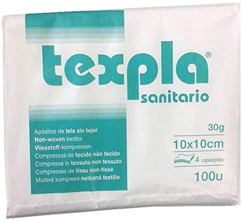 Pack 100 Gasas No Esteril TNT Plegada 10 x 10 30g 4, Esponja de gasa no tejida médica usada para el cuidado de la herida Suministros de primeros auxilios Suministros médicos 100pcs