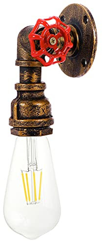 KAWELL Kreative Wasserrohr Vintage Kerze Wandleuchte Industrielle Retro Wandlampe Schmiedeeisen E27 60W Max für Restaurant Cafe Bar Flur Küche Schlafzimmer, Goldfarben