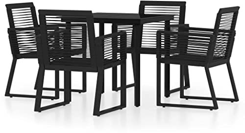 vidaXL Gartenmöbel Set 5-TLG. Gartengarnitur Sitzgruppe Sitzgarnitur Gartenset Gartentisch Esstisch Gartenstuhl Tisch Stühle Schwarz