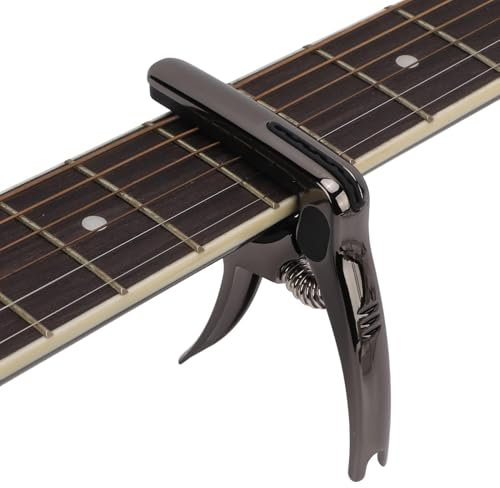 Gitarren Kapodaster, 7,3x8,5x1,3 cm / 2,9x3,3x0,5 Zoll E-Gitarre Akustikgitarren Kapodaster Saitenstahl Ukulele Kapodaster mit Pick Halter Tasche für klassische Gitarre Ukulele Mandoline und Banjo