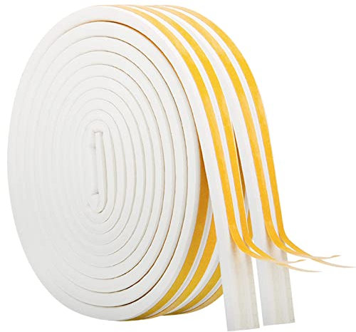 20m / 66FT Dichtungsband für Türen, Türdichtung Türen Fenster Selbstklebendes Gummi Schaum Siegel Streifen Schalldämmung Weatherstrip Dichtungsband Selbstklebendes (9mm*6mm/20M, Weiß)