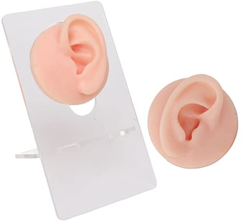 Modèle D'oreille Silicone Souple, Modèle D'oreille Humaine, Outil Perçage D'oreille Pour La Pratique Du Piercing Présentoir Boucles D'oreilles, Différentes Couleurs Peau (Couleur de peau claire)
