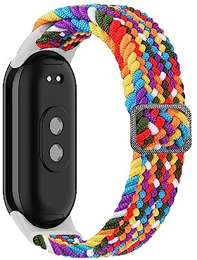 ToVioc Nylon Armband Kompatibel mit Xiaomi Mi Band 10/9/8 Uhrenarmband, Einstellbare und Elastizität Atmungsaktive Sportbänder für Xiaomi Smart Band 10/9/8 - Regenbogenfarbe
