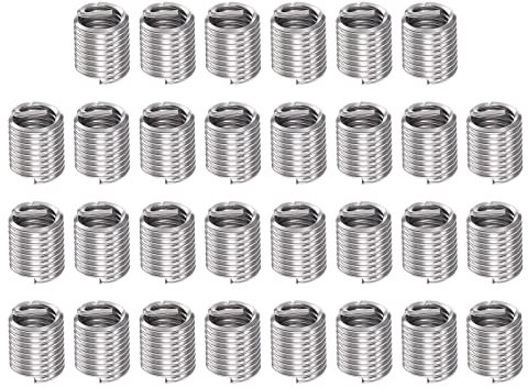 sourcing map 30Stk Draht Gewinde Einsätze 1/4-20 UNC 2D 12.7mm 304 Edelstahl Spirale Gewickelt Draht Gewinde Hülse