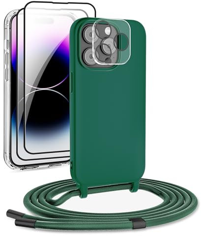 DiDaDi Handykette kompatibel mit iPhone 11 Pro Hülle,Handyband Necklace Hülle mit Band Handyhülle für zum Umhängen Silikon Case mit Schnur Schutzfolie und Kameraschutz in Dunkelgrün
