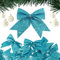 BHGT 24 Stück Weihnachten Schleifen 10x9cm Weihnachtsschleifen Glitzer Schleifen Weihnachtsbaum Bogen Tannenbaum Schelifen Weihnachtsdeko Weihnachtsbaumschmuck Weihnachtskranz Deko (Blau)