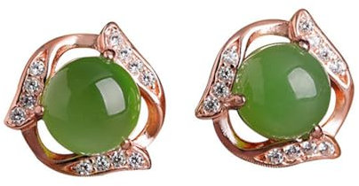 Lllunimon Jade Ohrstecker, Grüne Jade Ohrringe Für Frauen, 925 Sterling Silber Zirkon Ohrstecker Jade Schmuck Für Frauen & Männer
