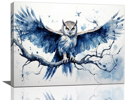 Mecowcm Eulen-Wandkunst, Eulenbilder, Wanddekoration, Leinwanddruck, Gemälde, Heimdekoration, Kunstwerk für Wohnzimmer, Büro, Schlafzimmer, Badezimmer, gerahmt, 30,5 x 40,6 cm