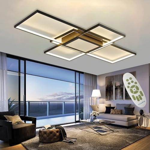SXLXQM Deckenlampe Wohnzimmer LED Modern Deckenleuchte Schwarz Wohnzimmerlampe 118W Geometrisch Wandlampe Multifunktional Deckenbeleuchtung für Schlafzimmer Wohnzimmer Büro