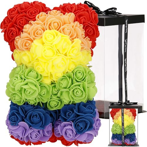 SPRINGOS Teddybär aus Rosen Rosenbär Geschenkbox