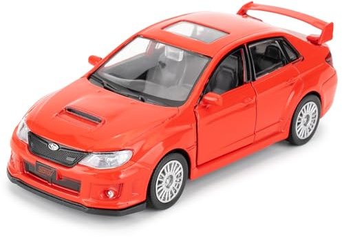 imtfzct 1/36 Subaru WRX STI 2010 Modellauto, Alu-Spielzeugauto mit Rallyefunktion, Freizeit-Spielzeugmodell, Auto-Geschenke für Jungen und Mädchen (rot)