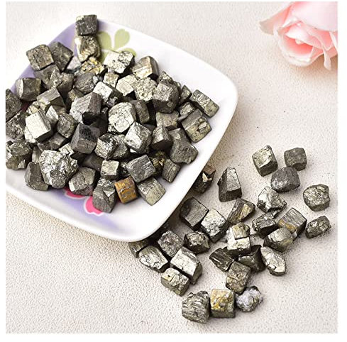 Steine und Kristalle, natürliche Kristalle, Mineralien, Amethyst, Rosenquarz, unregelmäßige Form, rauer Stein (Pyrit, 30 g)