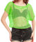 WILDPARTY 80er 90er Jahre Outfit Damen, Netzoberteil, Mesh Oberteil, Neon Shirt Aerobic Kostüm Sexy, Off Shoulder 80s Kleidung Sommertops Schlager Mottoparty Karneval Grün 2XL