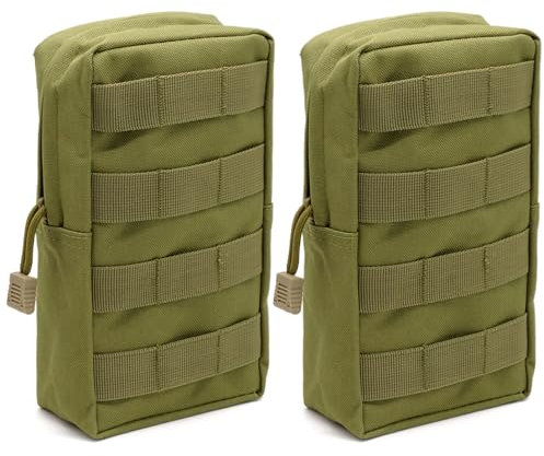 2 Stück Taktische Taschen, Klein Bauchtasche Wasserdicht Tactical Molle Pouche Multifunktional Gürteltasche Utility Pouch Hüfttasche Zubehör Halter für Outdoor Wandern Jagdcamping Training (Grüner)