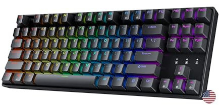 Geeky GK75 75% | Hot Swappable Mechanical Gaming Keyboard | 84 Keys Multi Color RGB LED Backlit for PC/Mac Gamer | ANSI US American Layout (Black, Mechanical Blue)