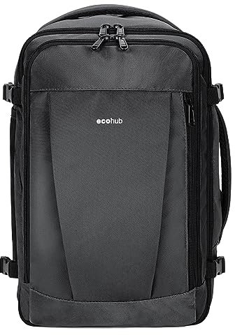 ECOHUB 30L Rucksack Handgepäck Flugzeug, Easyjet Handgepäck 45x36x20 Rucksack, Wasserdichter Recyceltes PET Reiserucksack, Groß Reisetasche Herren, Patent anhängig(Licht Grau)