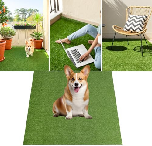 TAPISO Canyoo Rasenteppich Kunstrasen Grün Höhe: 7mm Meterware Kunstrasenteppich Wetterfest Schnelltrocknend Outdoor Balkon Terrasse Garten 400 x 750 cm