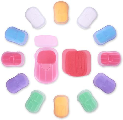 8Boxen Reise Seifenblätter Einweg Papierseife - 8 Verschiedene Düfte - Kompakte tragbare Papier Seifenblätter für unterwegs, Mini Seifenblättchen Paper Soap ideal für Camping Unterwegs - 20 Stück/Box