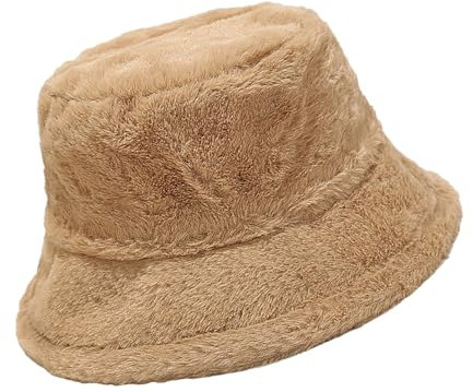 Eigso Unisex breite Krempe Fuzzy Eimer Hut für Frauen Männer Vintage weichen Plüsch pelzigen Eimer Hüte für Frau Mann