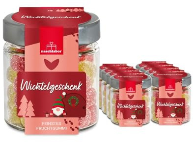 Wichtelgeschenk Fruchtgummi in Geschenkglas 120g | Das Perfekte Geschenk zum Wichteln | Mitbringsel | Geschenk zu Weihnachten für Familie, Freunde oder Kollegen | Süße Kleinigkeit