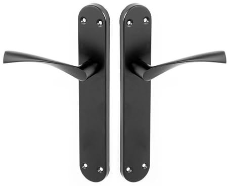 ARCO · Juego de manillas para Puerta con Placa Redonda – Manilla Negra de Estilo Moderno y Elegante
