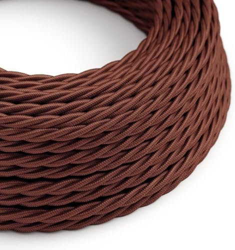 DC Voltage 3 Core Electrical Cable - 5 Meters / 16.4FT Braided Vintage Flex Cable for DIY Lamps, Industrial Pendant Lighting Appliances (Brown)