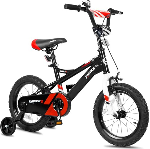 WEIZE Kids Bike, 14 Inch Children Bicycle for Boys Girls Ages 3-5 Years Old, Rider Height 35-42 Inch, Coaster Brake, Black