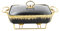 Reldor Ceramic Food Warmer with Gold Wire Stand and Lid for Heat & Moisture Retention, 15 Inch Rectangular Chafing Dish for Buffet, Ideal for Weddings, Parties, Catering Events (Black & Gold)