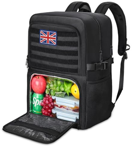 BERTASCHE Lunch Backpack, 17.3 Inch Laptop Backpack with Insulated Cooler Lunch Compartment, Work Bag for Men Women, Computer Rucksack for Picnic, Daypack, Tactical, College, Office, Camping, Travel