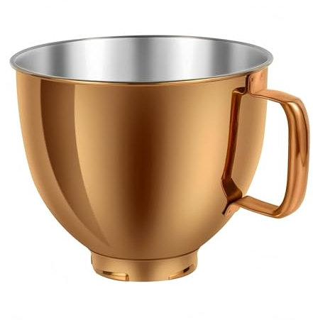 Neaxoyra 5 QT Stainless Steel Mixer Bowl ,Compatible For Kitchenaid Cassic 4.5QT And Artisan 5QT Series Tilt-Head Mixers(Copper Gold)