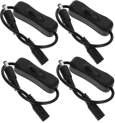 Tofficu 4 Stück LED Lichtkabel Schalter Dc Inline Kabel mit Schalter für LED Neon Werbelicht Stromversorgung Langlebig Einfache Installation Schwarz