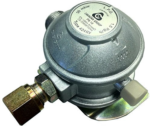 Cavagna Fester Gasregler für Wohnwagen und Wohnmobil, abgewinkelt, 90° – 10 mm Auslass