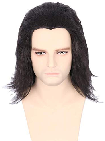 Topcosplay Perücke für Herren, Schwarz Perücke Kurz für Kostüm Fancy Dress Cosplay Halloween (Schwarz)