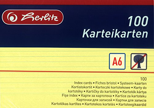 Herlitz Karteikarten A6, Liniert (500 Stück, Gelb)
