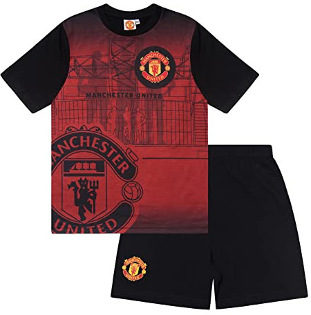 Manchester United FC Official Boys Sublimation Short Pyjamas Red 8-9 Years