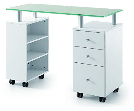 Glass manicure table nail station desk beauty salon work station with drawers