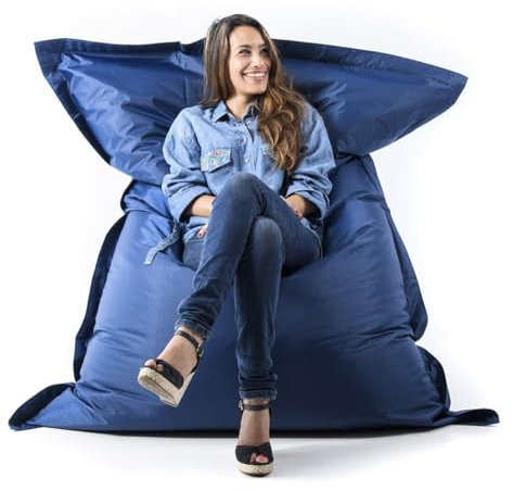 LIVEDECO - Pouf Géant Bleu Marine BiG52 Classic 170x130 cm - Déhoussable, Intérieur/Extérieur, Rempli de Billes de Polystyrène