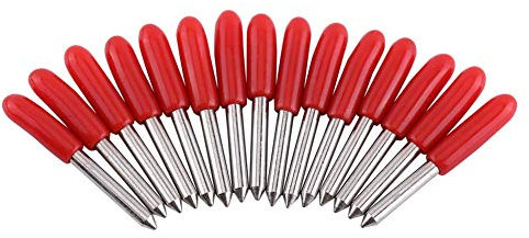 45 Grad Roland Trennscheiben -15 Stücke Plottermesser Schneidemesser aus Hartmetall mit roten Kappen 45 Grad Für Roland Cutter Schneideplotter einfache Lagerung oder den Transport